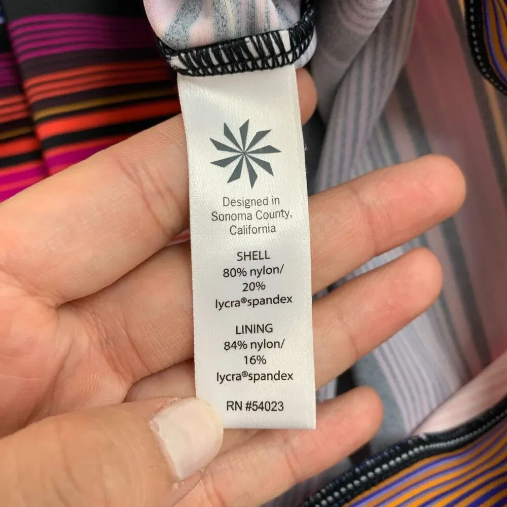 Athleta Capri Stripe Blousy Tankini Womens 34 B/C Shelf Bra Padded Strappy Back